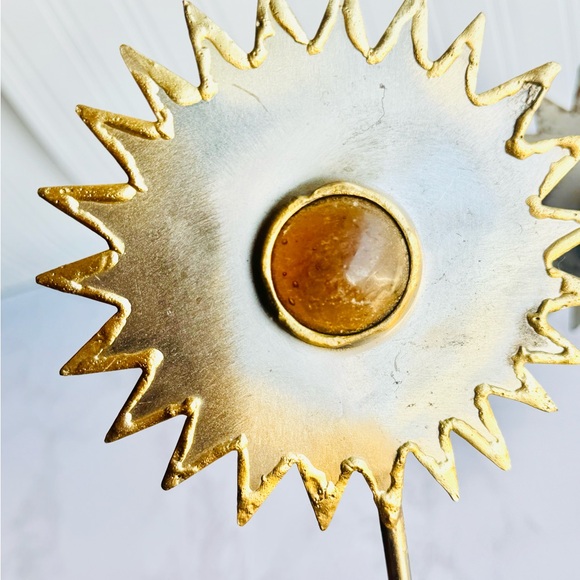 Vintage torch cut welded metal brutalist Sun votive candle holders - Picture 3 of 7